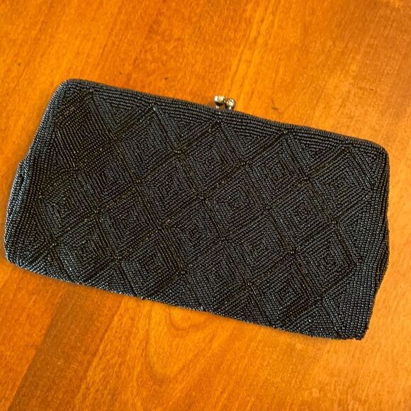 Vintage Richere Japan Kiss Lock Hand Beaded Clutch - Picture 2 of 4